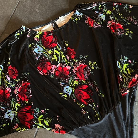 Free People Velour body suit.  Black, green, red and blue. Worn 1x.  Size Medium - Picture 2 of 6